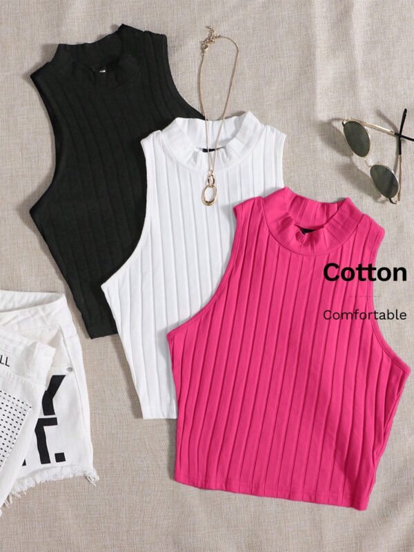 SHEIN EZwear Tank Top Acanalado De Un Solo Color Para Mujer (Copy4)